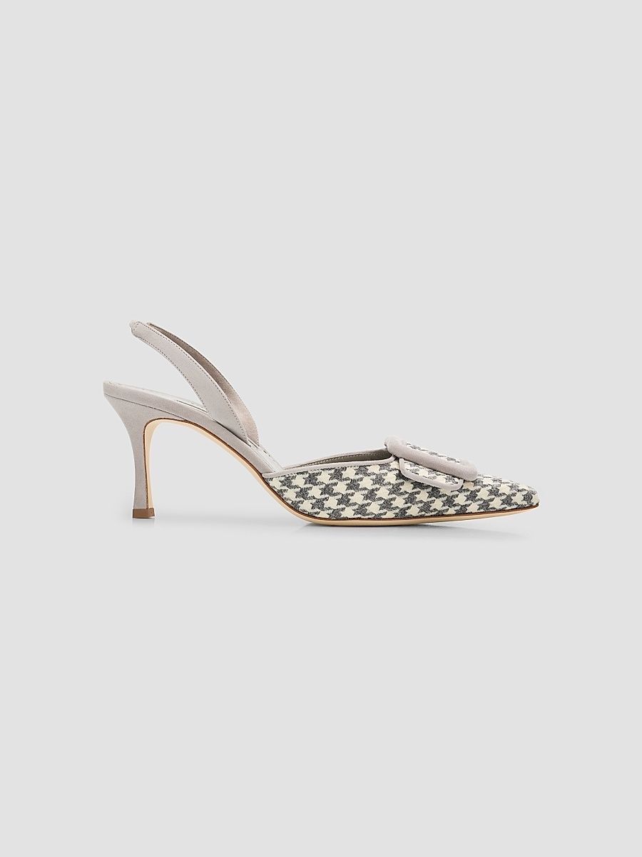 Women's Mayaslibi Houndstooth Slingback Pumps - Grey - Size 6.5