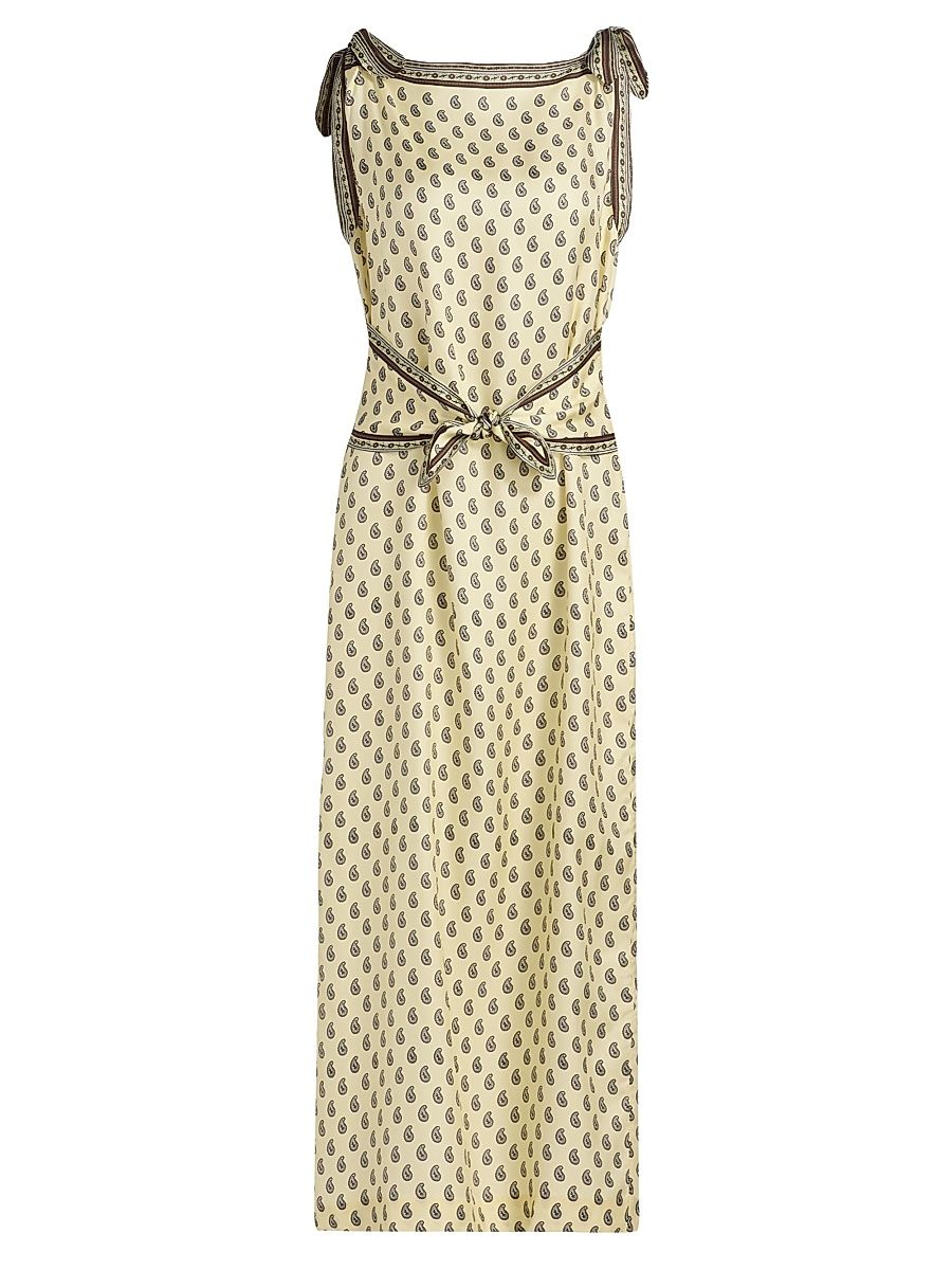 Women's Amorette Paisley Silk Tie-Strap Midi-Dress - Sunlight Taormina Paisley - Size XXS