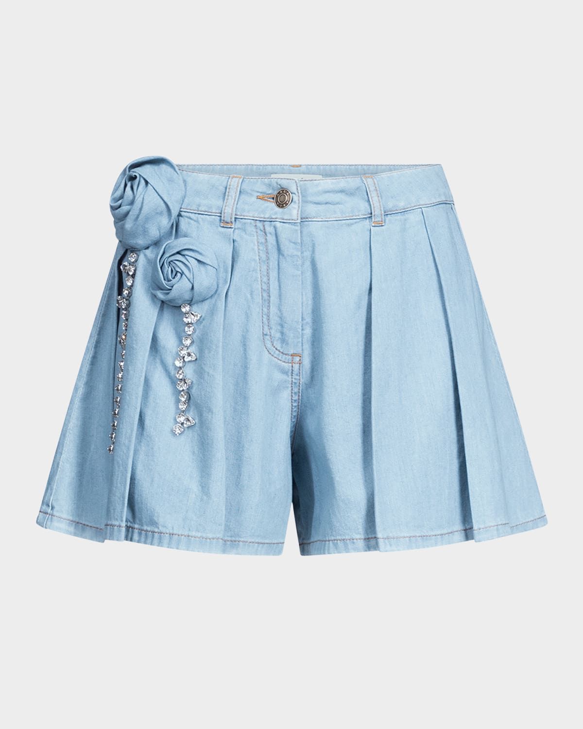 Crystal Rosette Pleated Skort