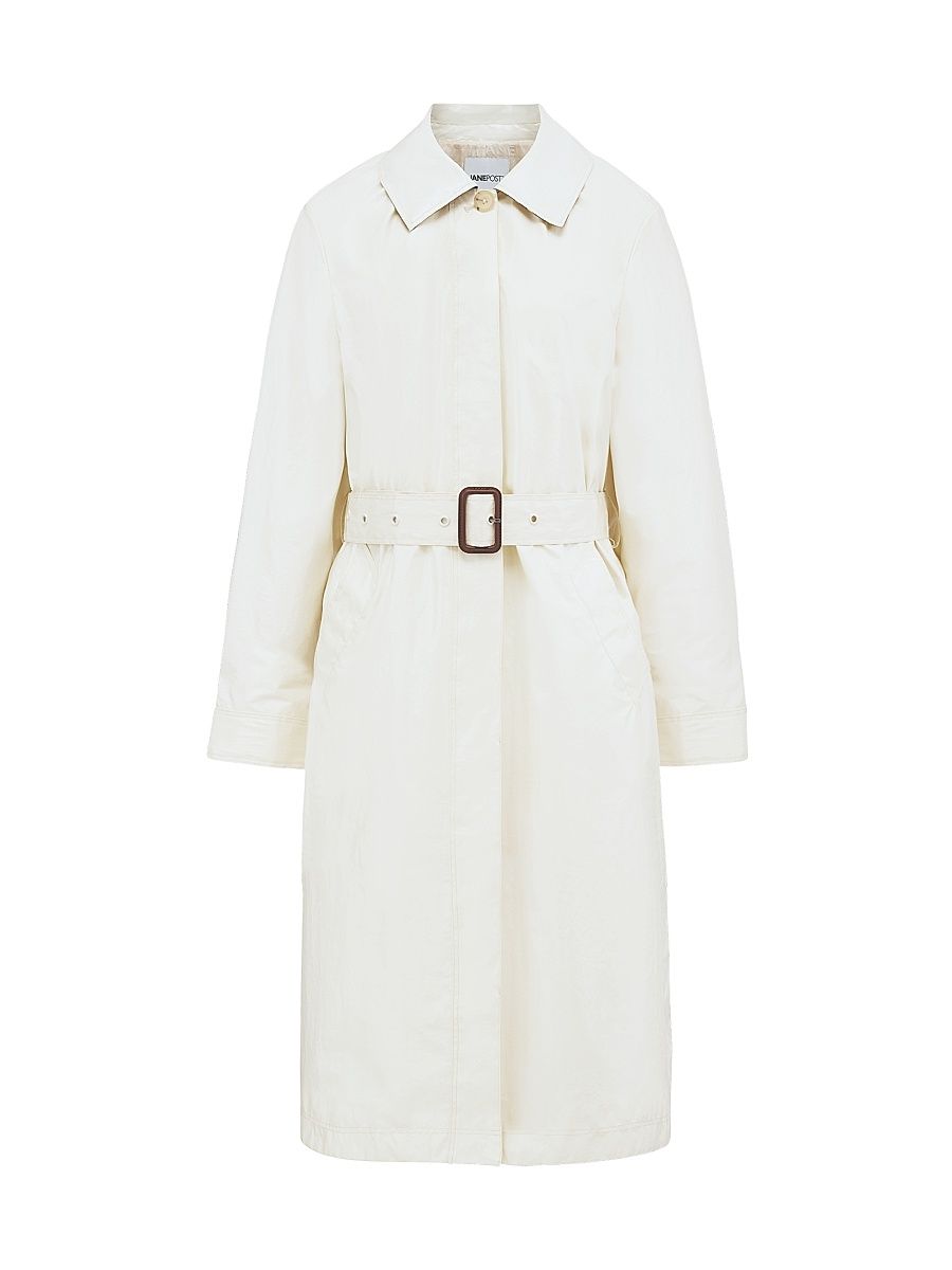 Women's Light Slicker Trench Coat - Off White - Size XL