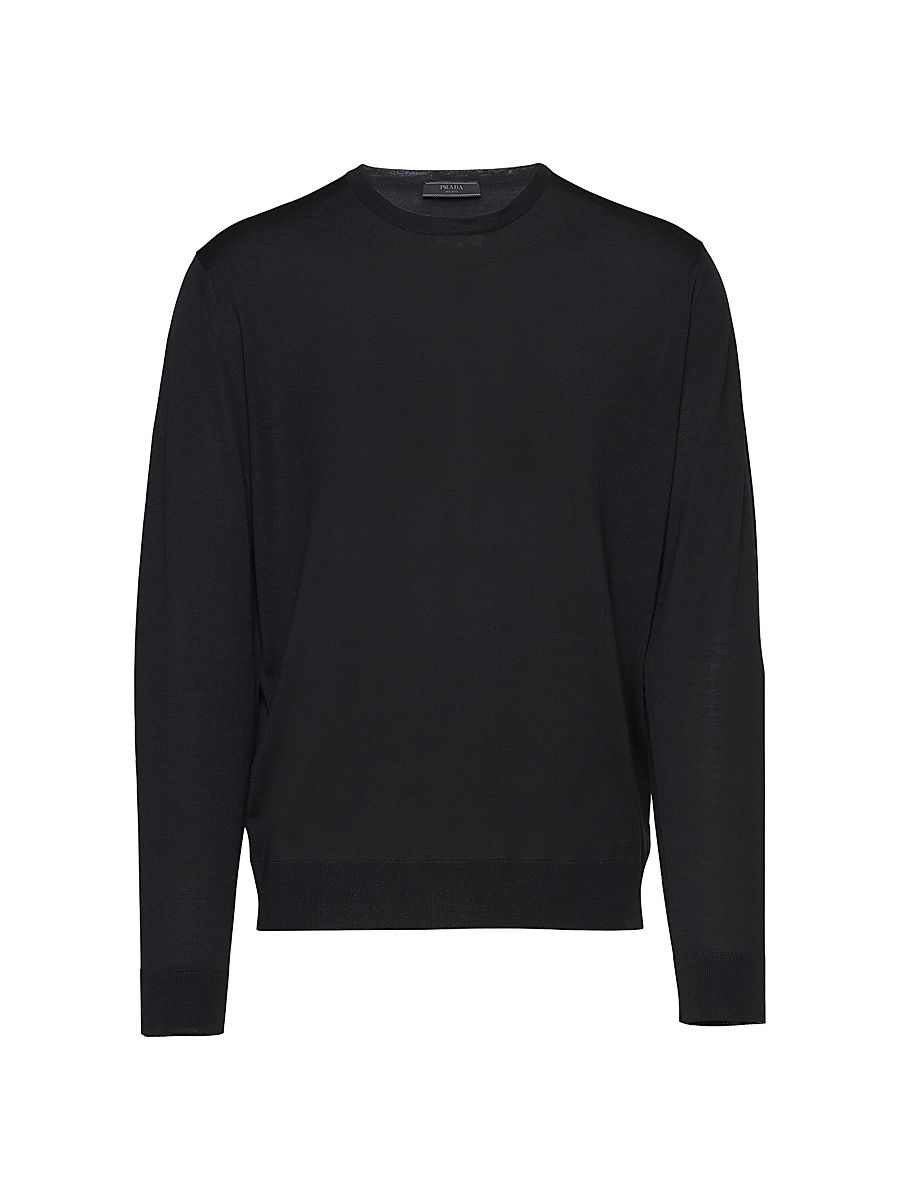Men's Superfine Wool Crewneck Sweater - Black - Size 46