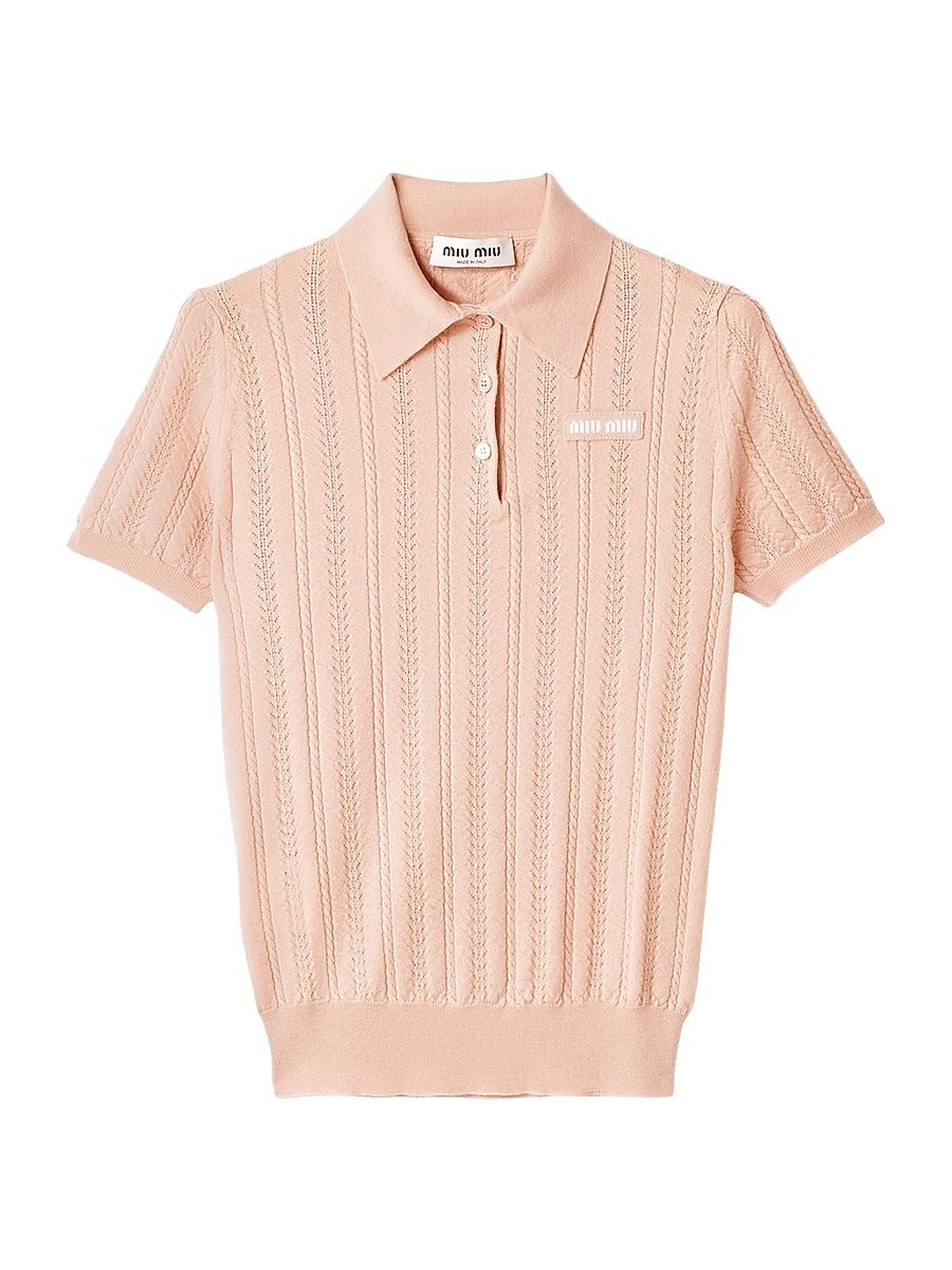 Women's Cashmere Polo Sweater - Pink - Size 8