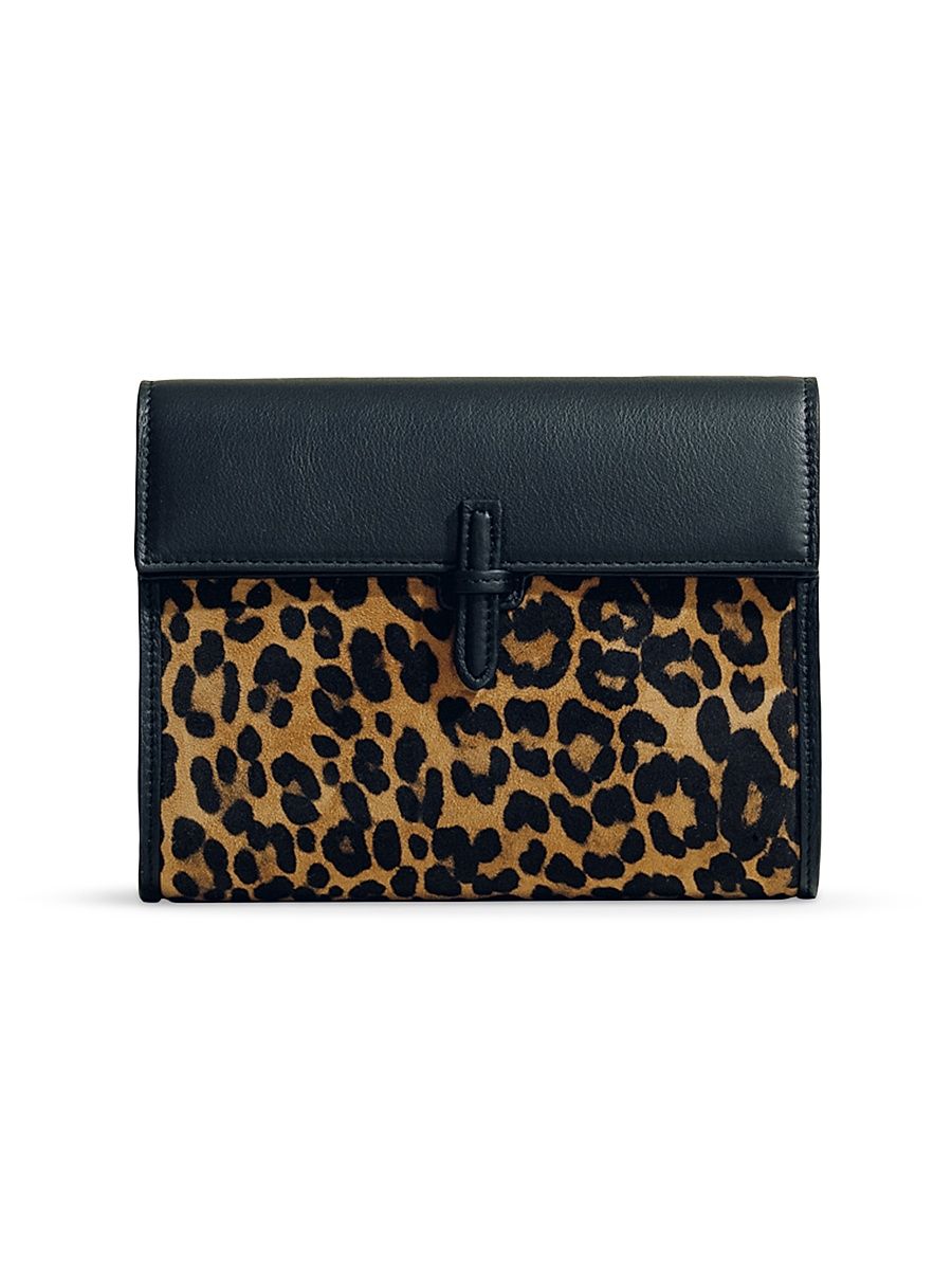 Women's Small Suede Soft Clutch - Leopard