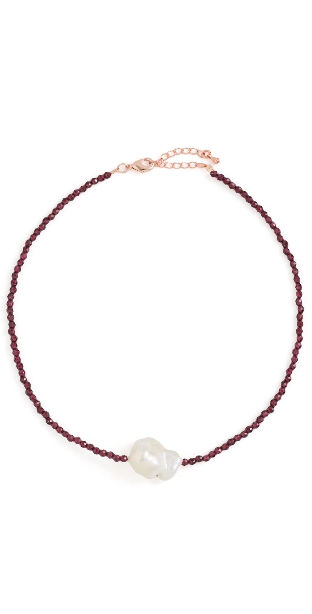 By Adina Eden Beaded Baroque Pearl Choker Dark Red One Size