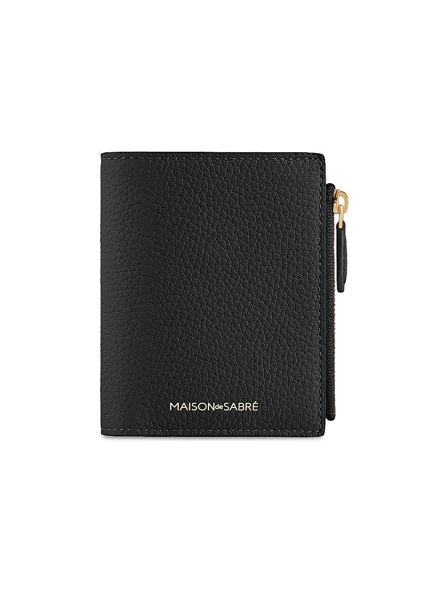 Women's Leather Bifold Wallet - Black Caviar