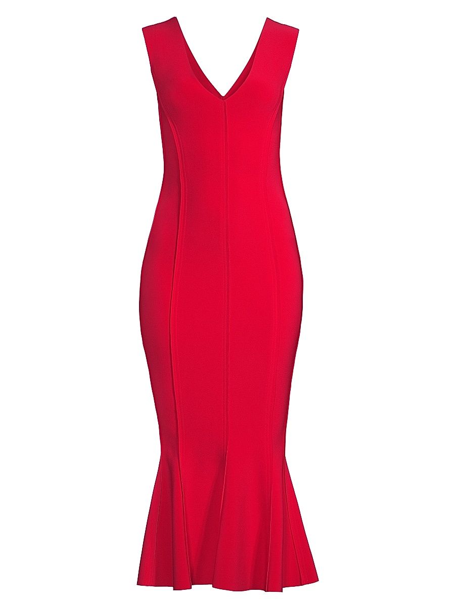 Women's Grace Sleeveless Flounce-Hem Midi-Dress - Red - Size XXS