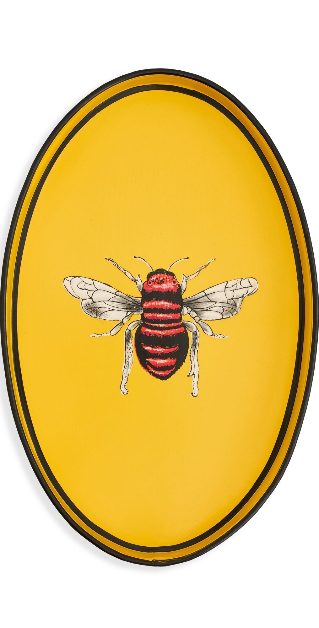 Les Ottomans Fauna Handpainted Iron Tray Yellow/Black/White One Size
