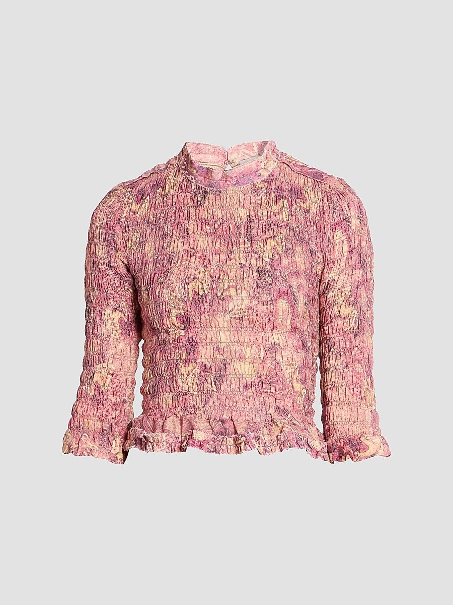 Isabel Marant Women's Carola Floral Silk Blouse - Pink - Size 12