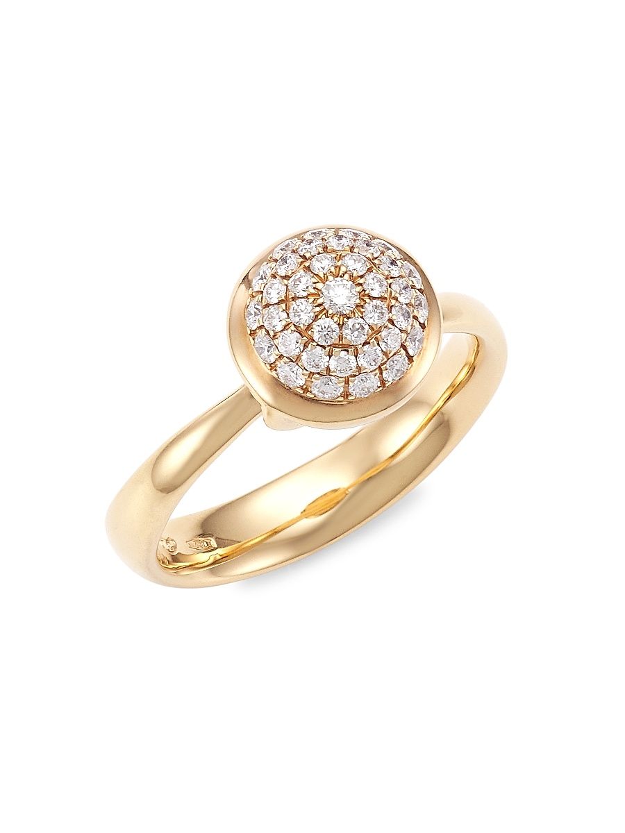 Women's Bouton 18K Rose Gold & Diamond Pavé Small Ring - Rose Gold - Size 7