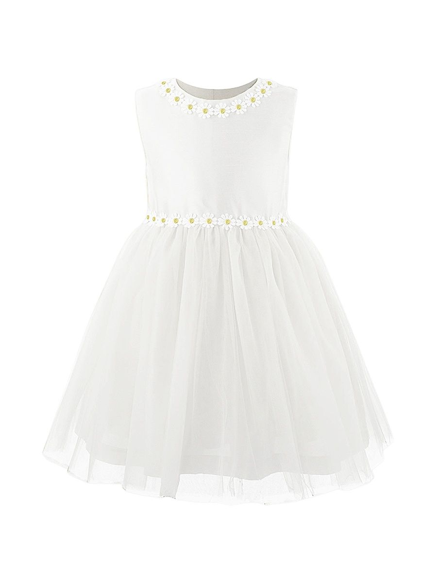 Little Girl's & Girl's Daisy Tulle Dress - White - Size 12