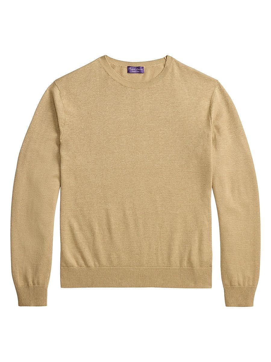 Men's Linen-Blend Crewneck Sweater - Sand - Size XL