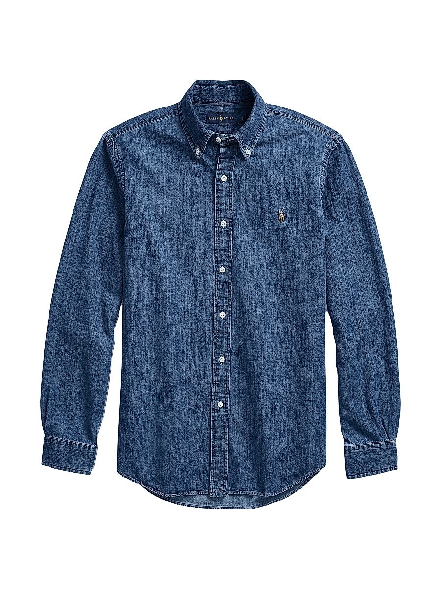Men's Classic-Fit Denim Shirt - Denim - Size XXL