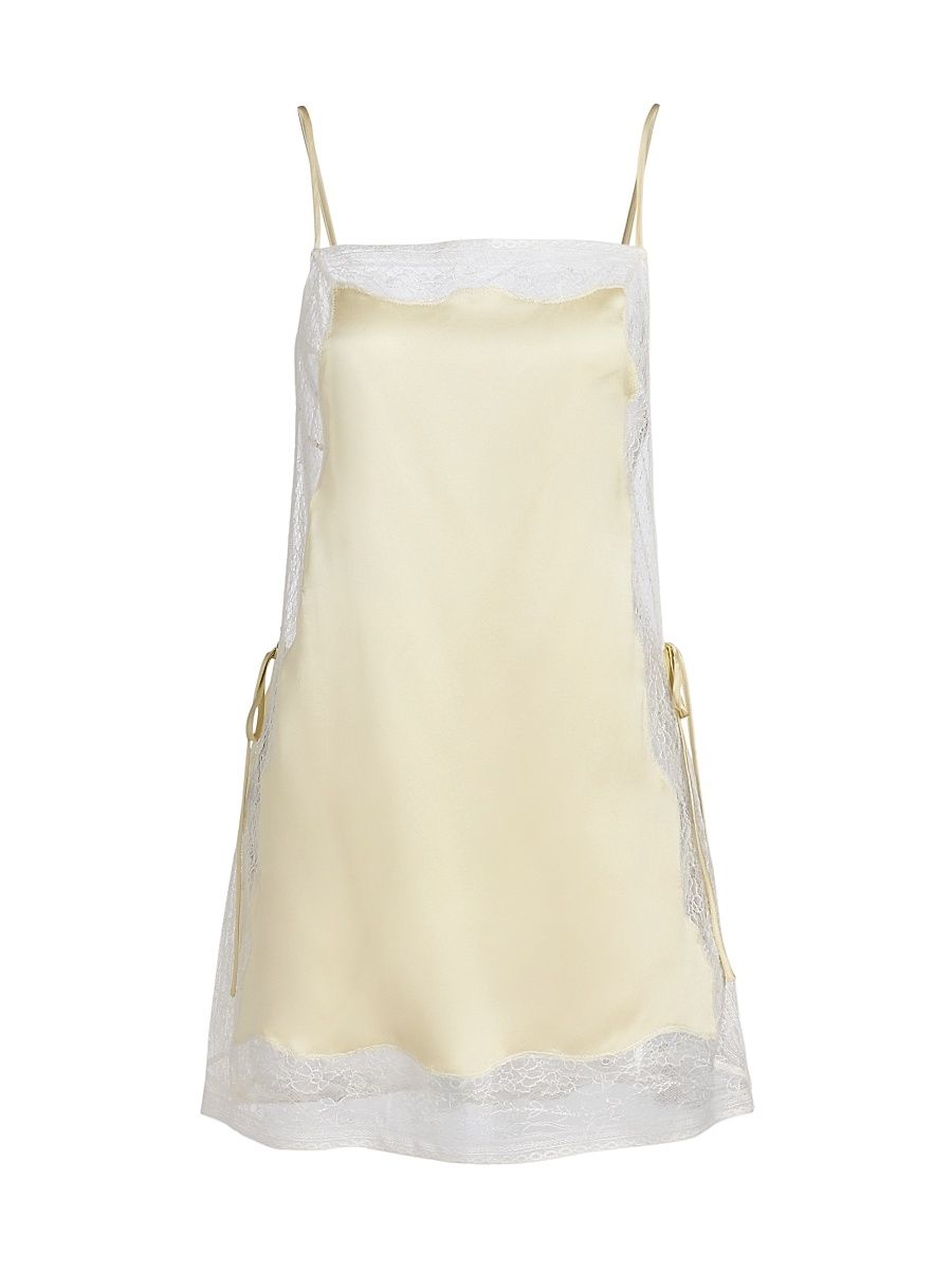 Women's Tiered Silk Apron - Ivory Beurre - Size Large