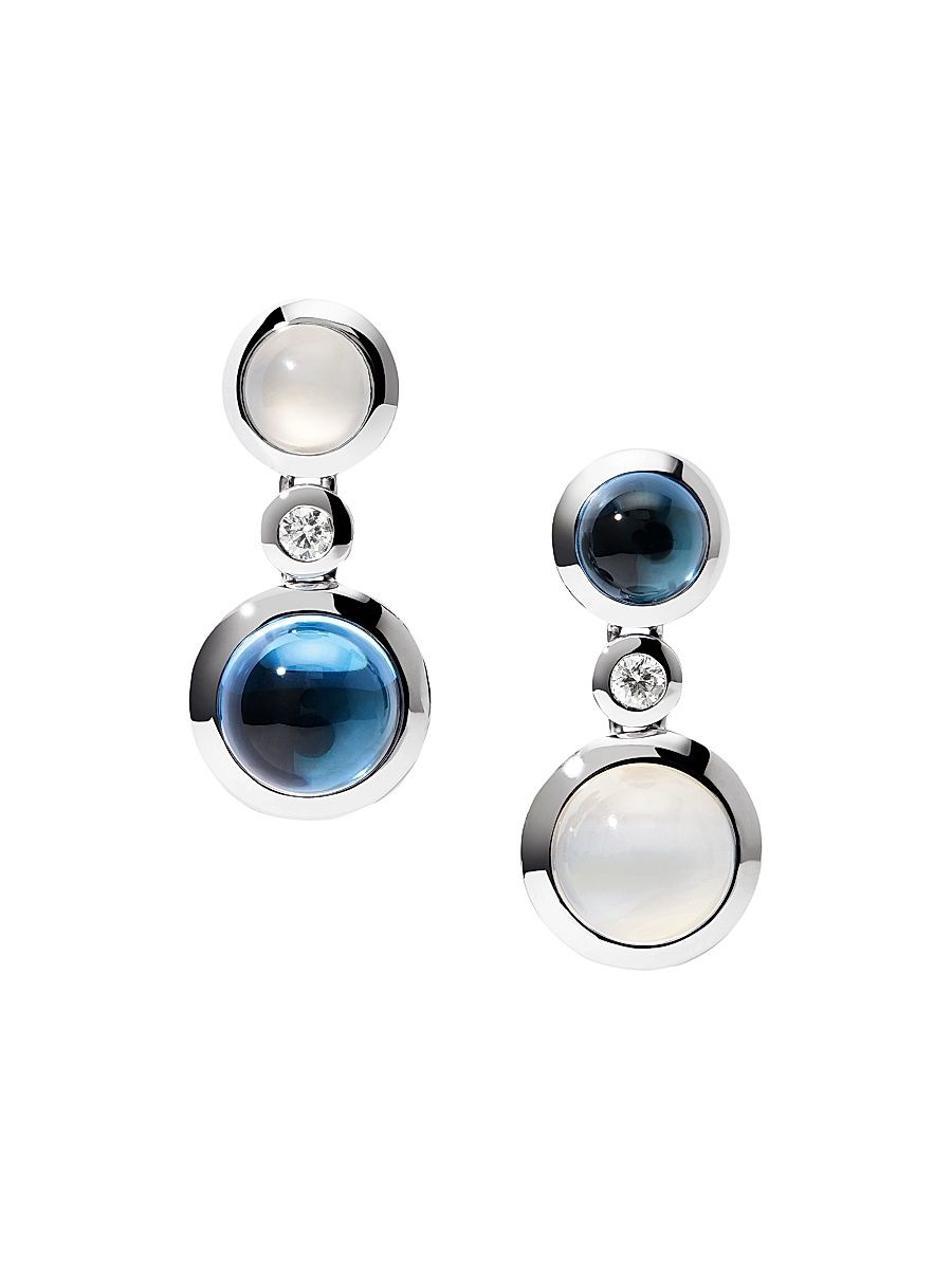 Women's Bouton 2 18K White Gold & Multi-Gemstone Drop Earrings