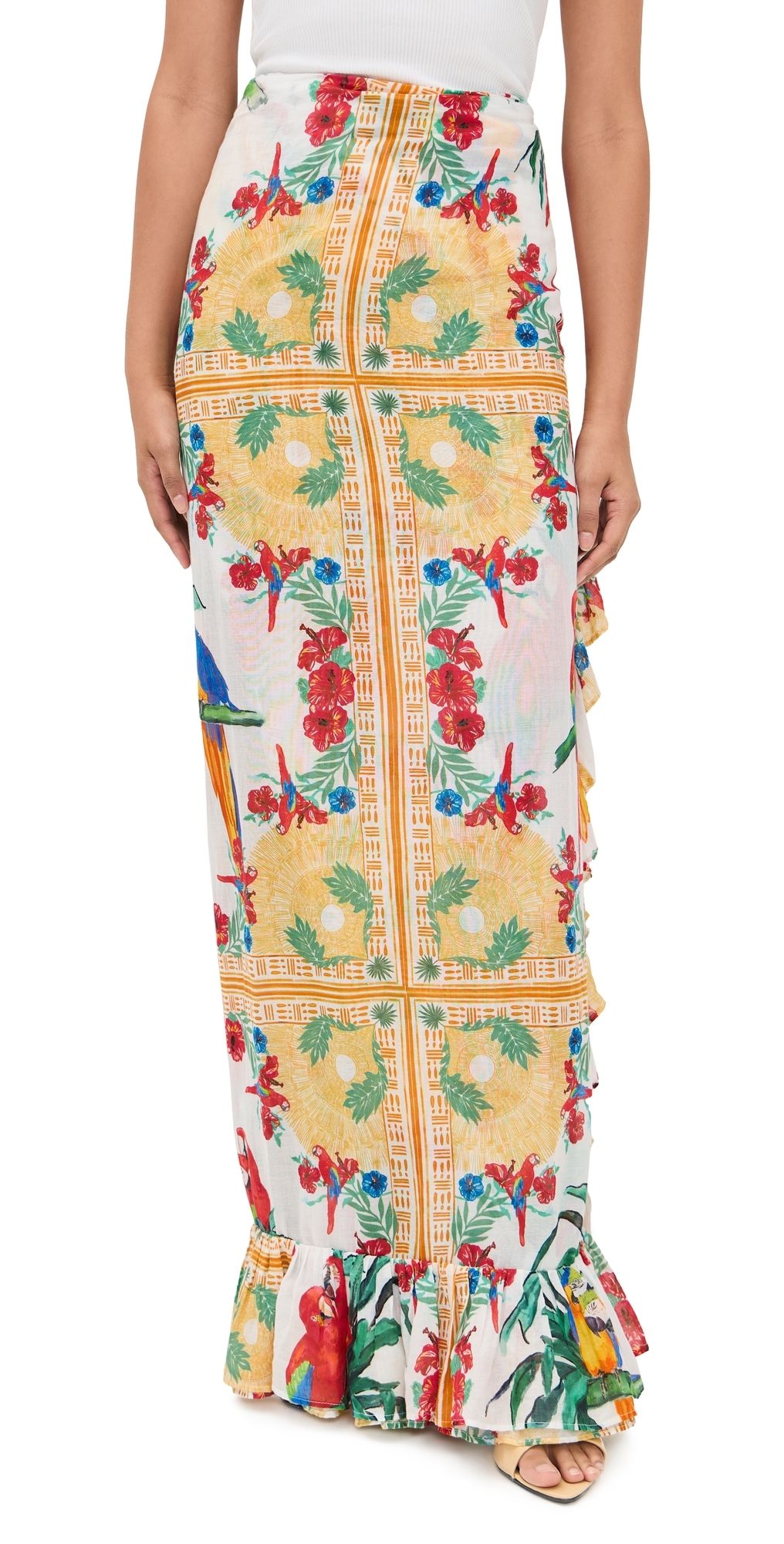 Coniglio Palm Beach Ruffle Power Pareo Tropical Aviary Ivory Breeze 3