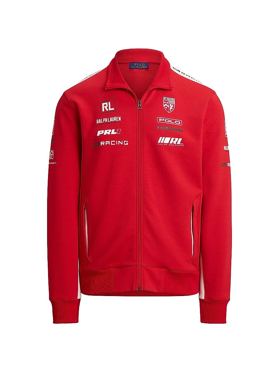 Men's Stretch Double-Knit Graphic Track Jacket - Red - Size XXL