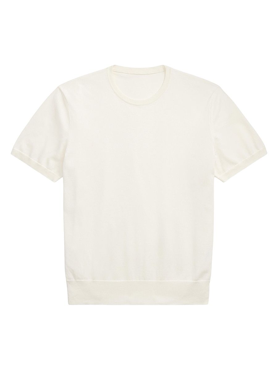 Men's Cotton Short-Sleeve Sweater - Classic Cream - Size XL