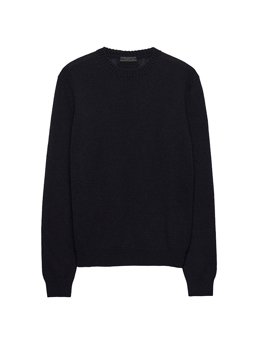 Men's Cashmere Crew-Neck Sweater - Blue - Size 48
