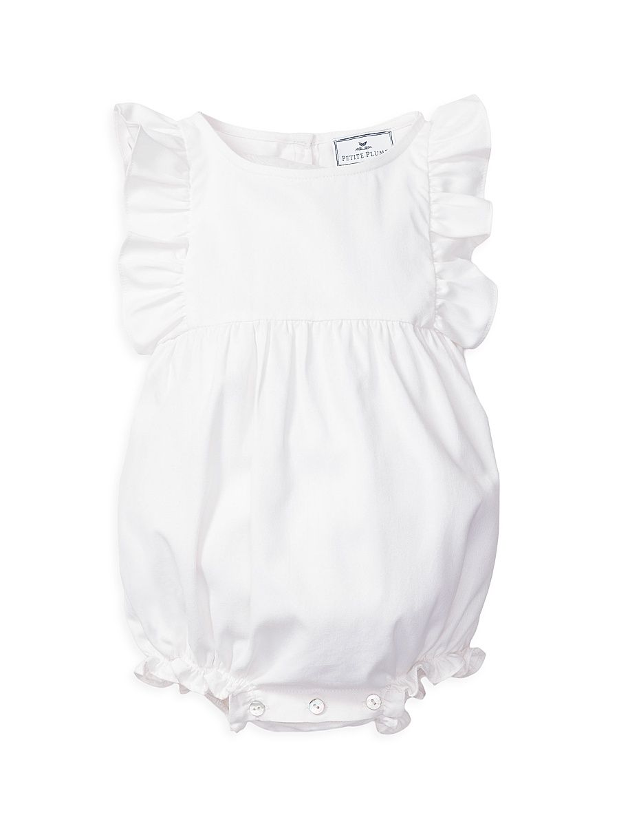 Baby Girl's Ruffle-Trimmed Bubble Romper - White - Size 6 Months