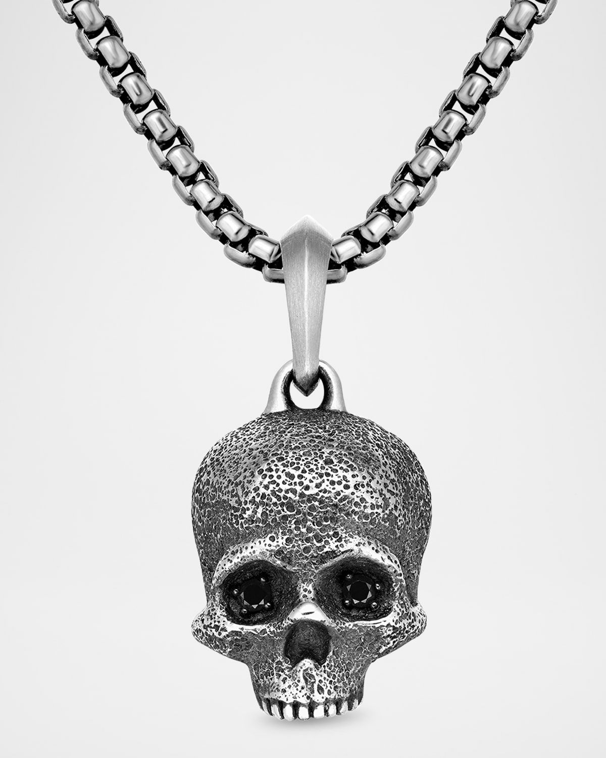 Men & apos;s Memento Mori Skull Pendant with Diamonds in Silver, 18mm