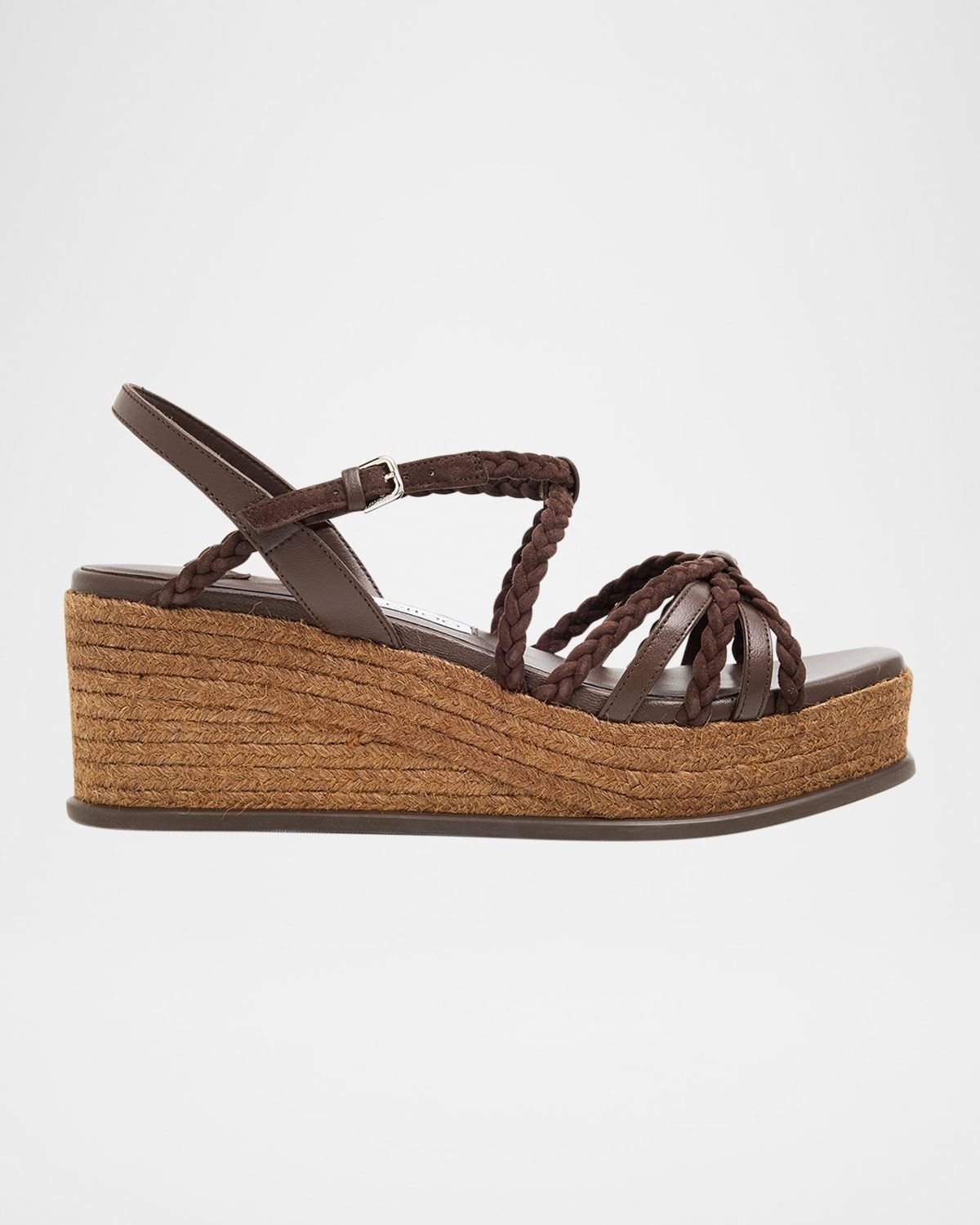 60mm Nyra Leather Espadrille Wedge Sandals