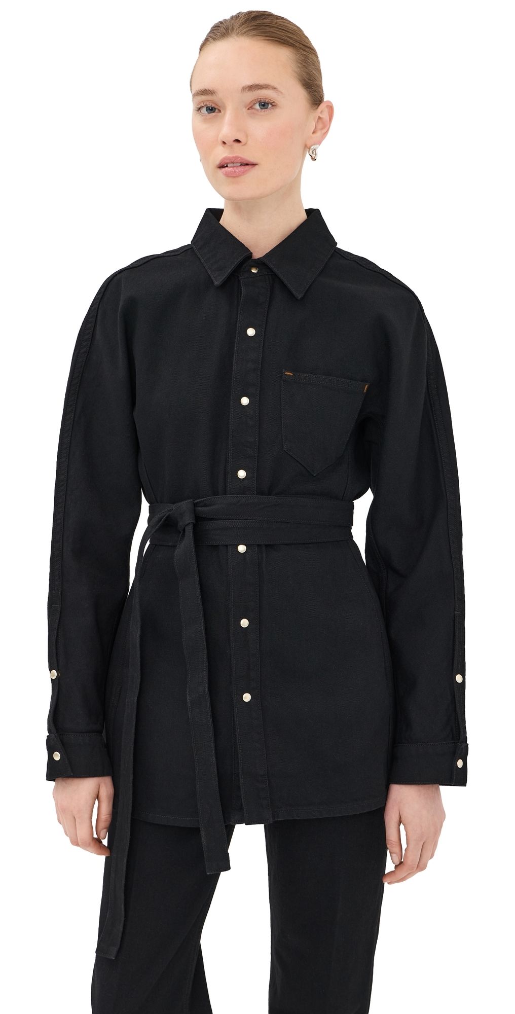 Ossou Cinch Button Down Shirt Dusk Wash XS