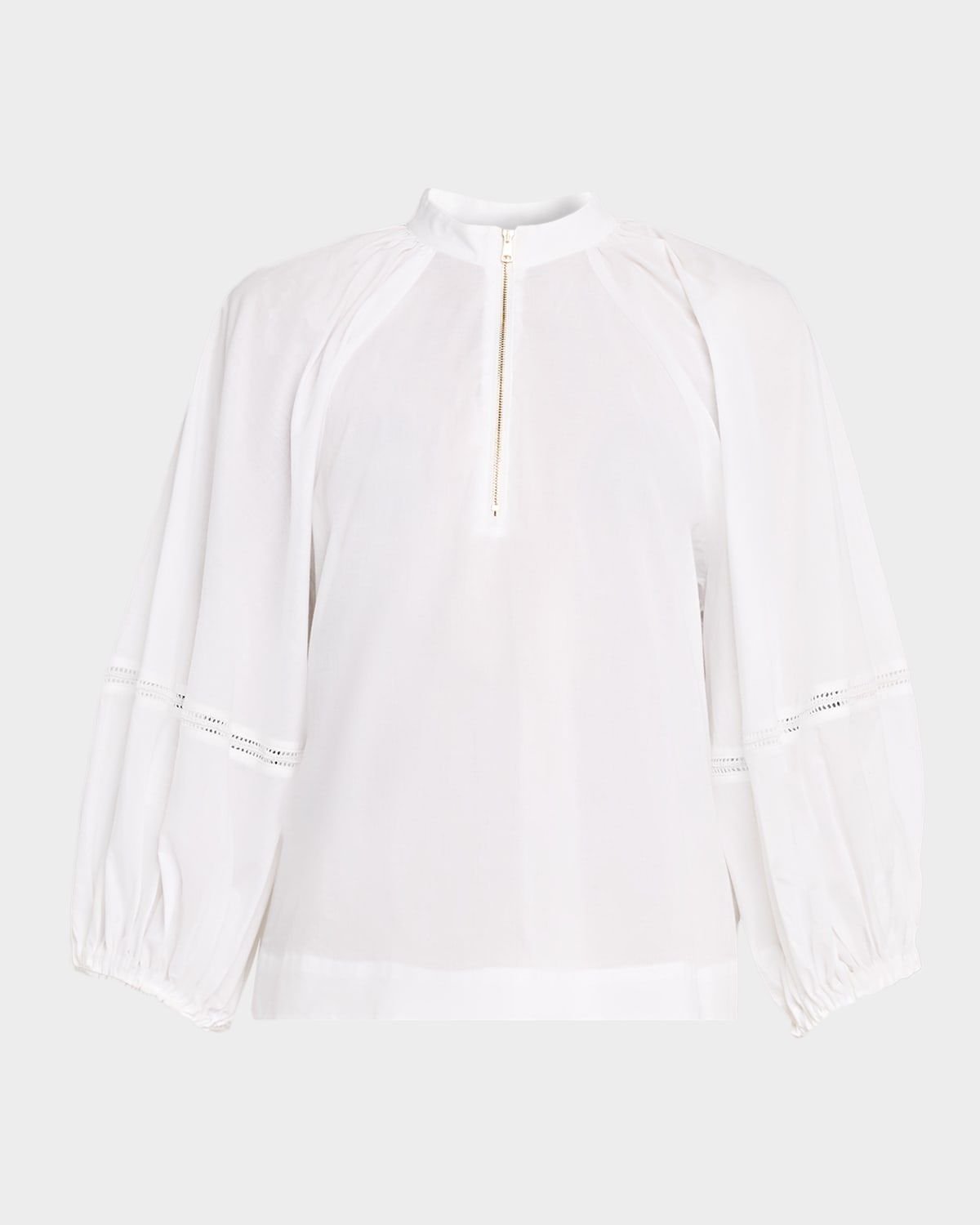 Half-Zip Cotton Muslin Shirt