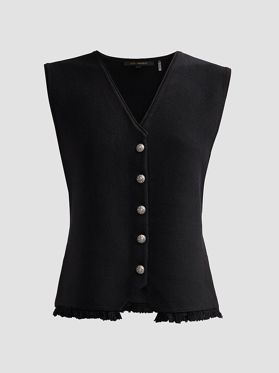 Women's Anya Fringe Hem Vest - Black - Size XL