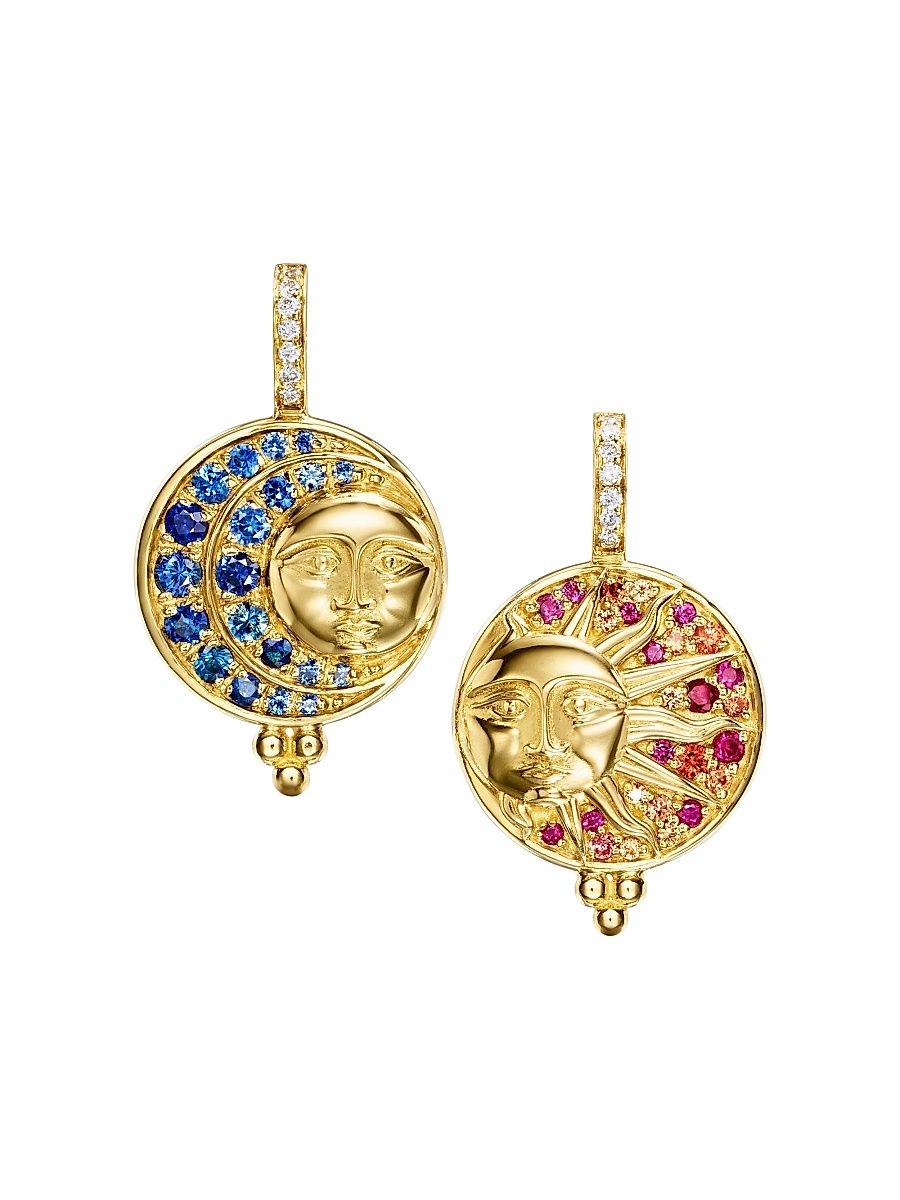 Women's Celestial 18K Yellow Gold & Multi-Gemstone Mismatching Drop Earrings - Yellow Gold