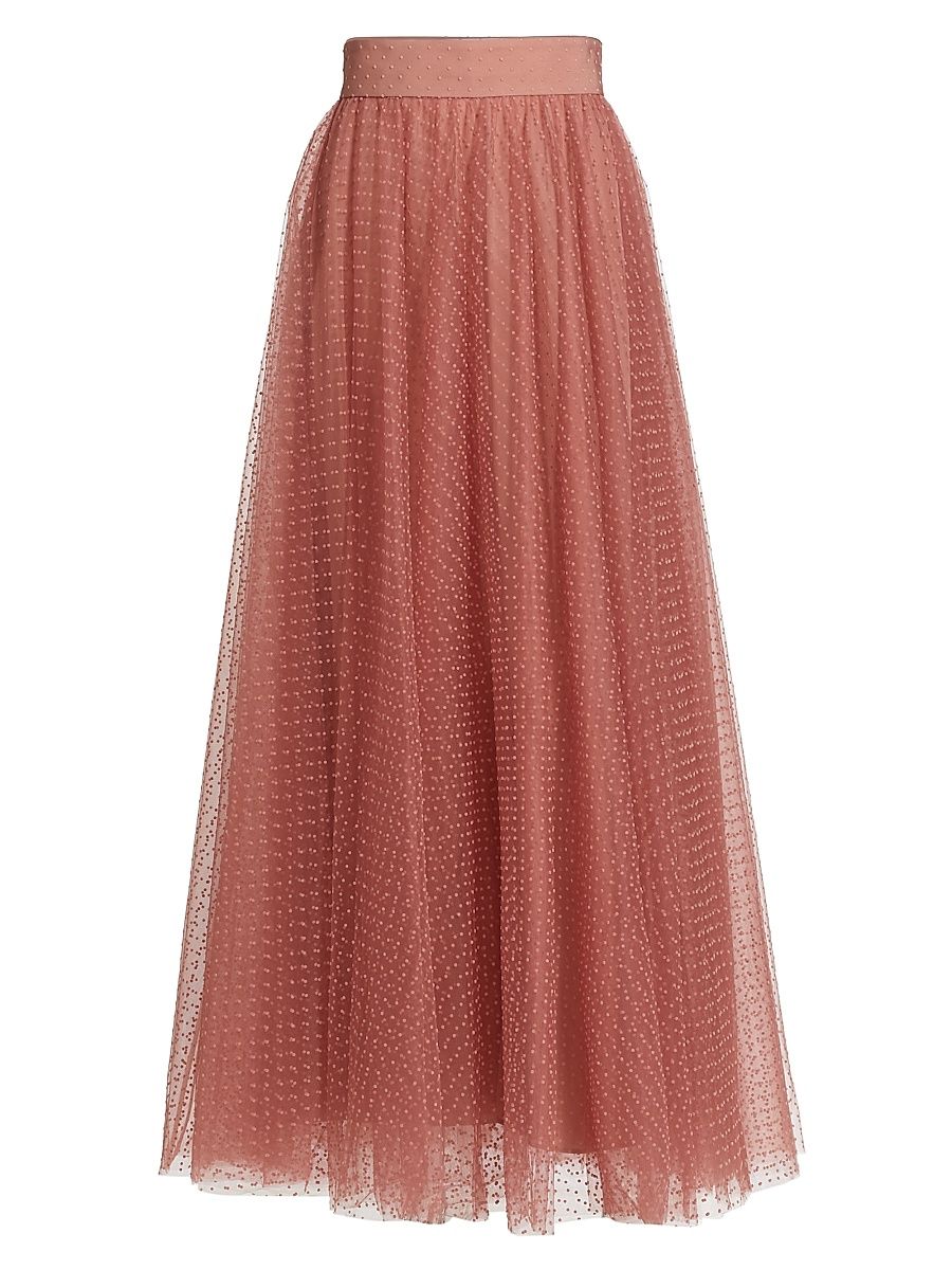Women's Polka Dot Tulle Maxi Skirt - Blush - Size 6