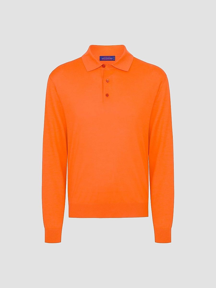 Stefano Ricci Men's Cashmere-Wool Polo Shirt - Orange - Size 52