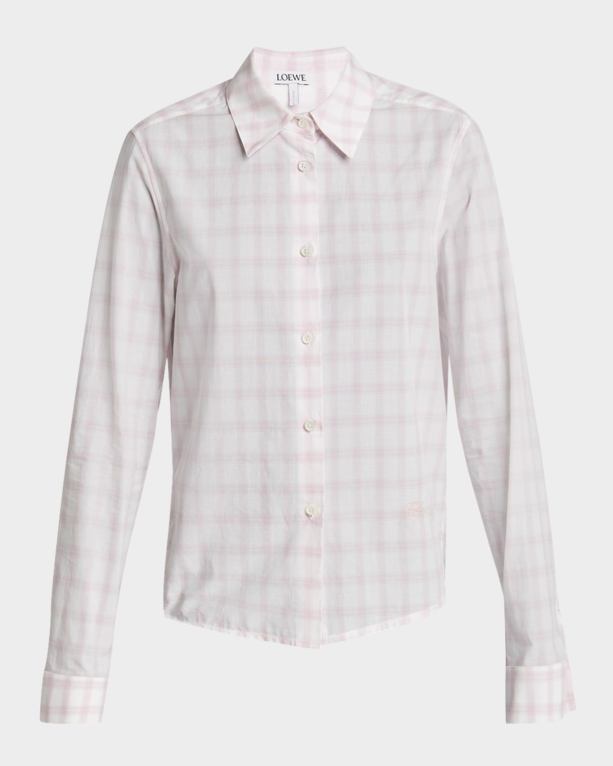 Plaid Asymmetric Button Down Shrunken Top