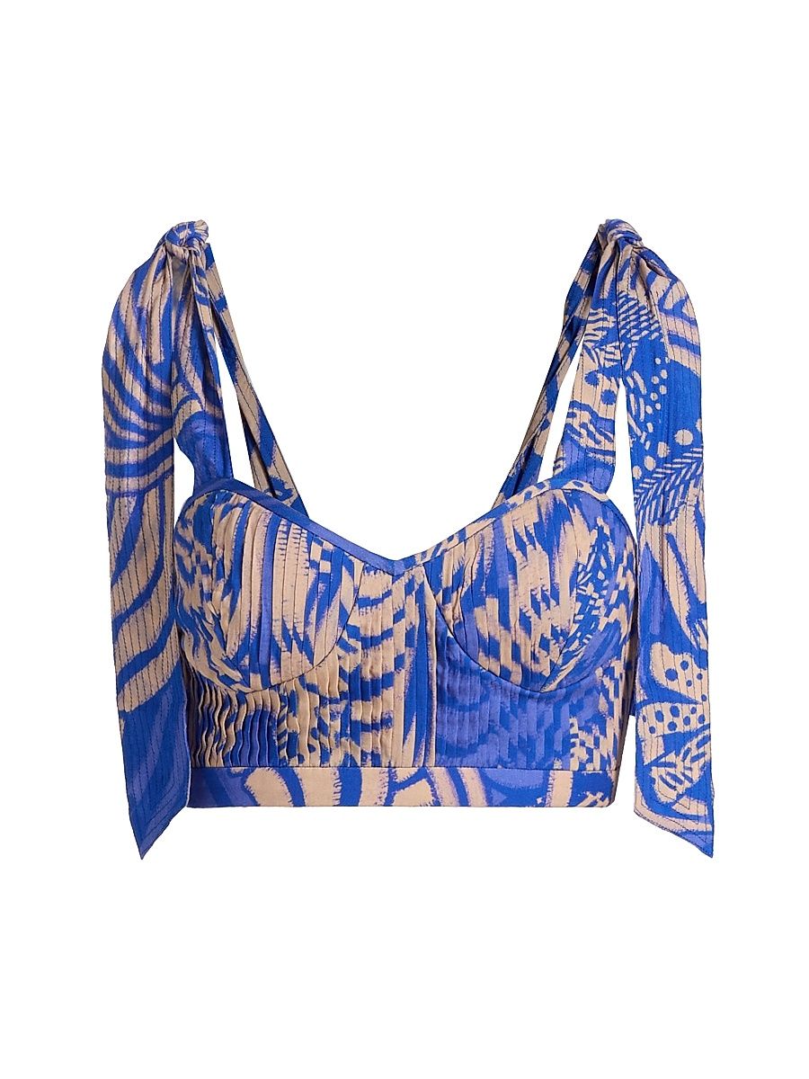 Women's Carla Floral Bustier Top - Blue Japonism - Size Small