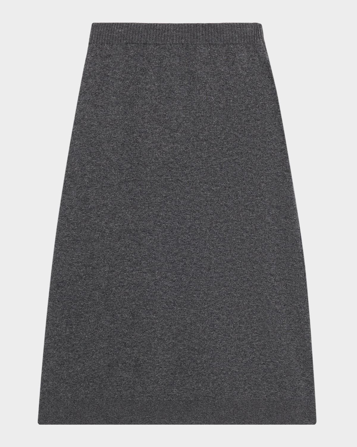 A-Line Double Cashmere Midi Skirt