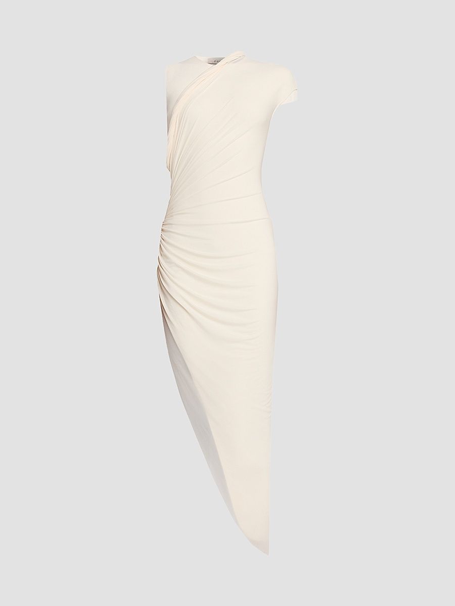 Women's Georgia Gathered Jersey Midi Dress - Ivory - Size Large