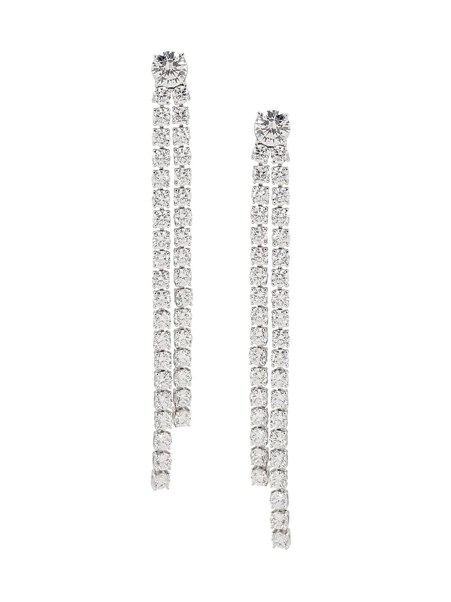 Women's Diana Rhodium-Plated & Cubic Zirconia Double Linear Earrings - Silver
