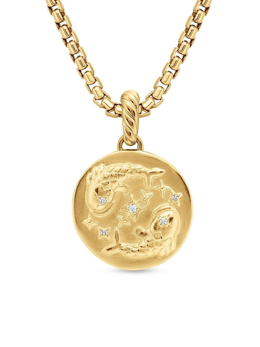 Women's Zodiac Amulet in 18K Yellow Gold with Diamonds - Cancer