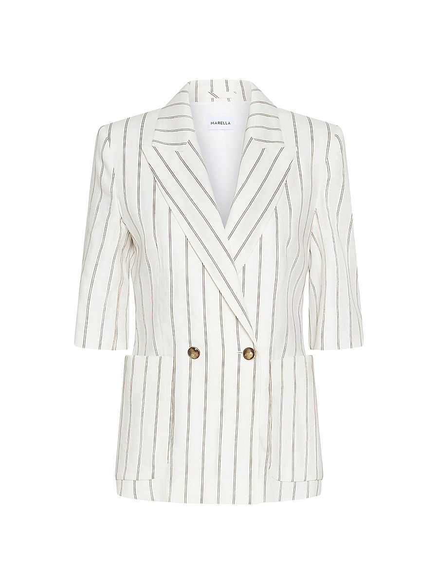 Women's Straight Linen Blazer - White - Size 0