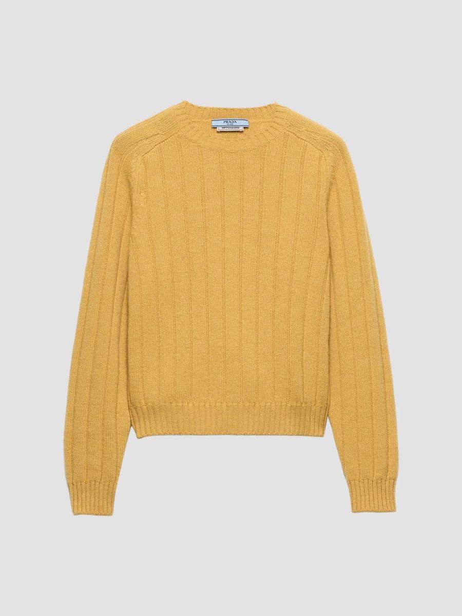 Prada Women's Cashmere Crew-Neck Sweater - Yellow - Size 4