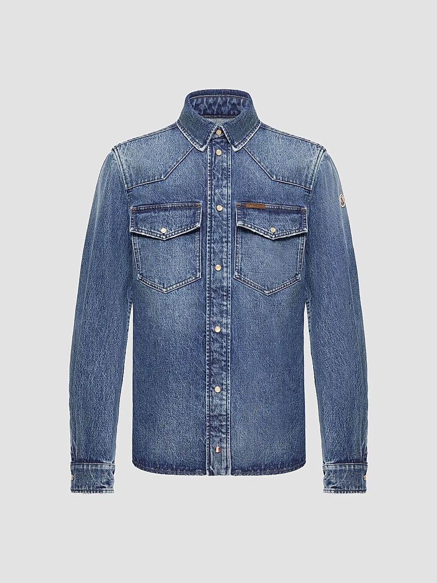 Men's Shirt Jacket in Denim - Denim Blue - Size XXL