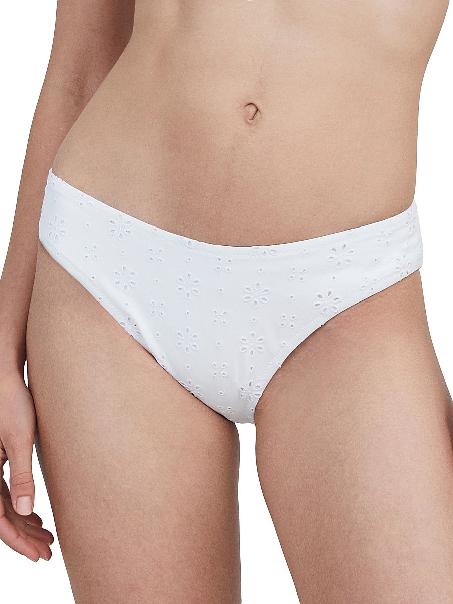 Women's The Daphne Eyelet Bikini Bottom - Optic White - Size XL
