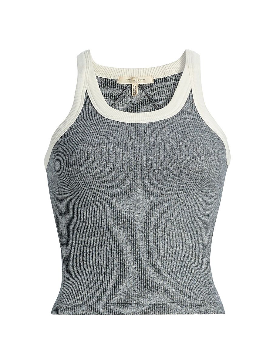Women's The Essential Rib-Knit Cotton-Blend Tank - Heather Grey - Size XL