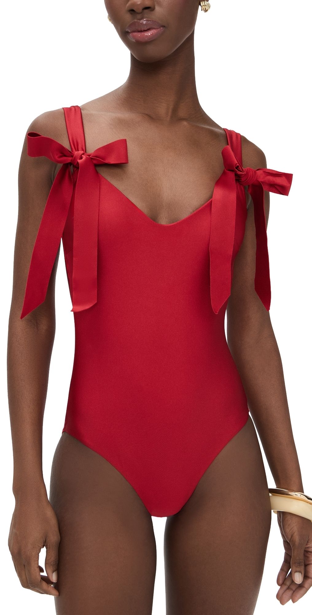 Zimmermann Patience Bow Tie One Piece Dark Red 2