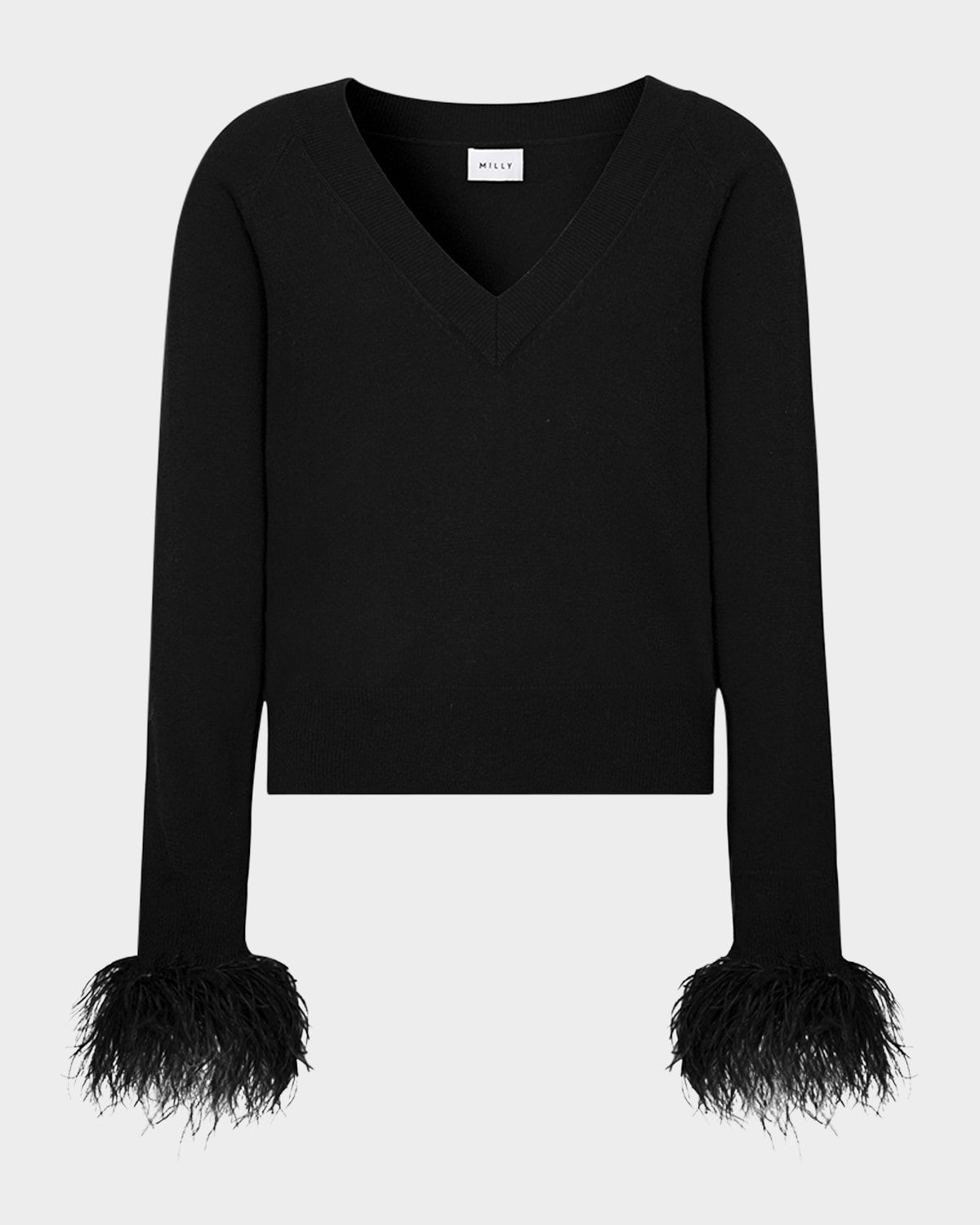 Feather-Trim Wool-Cashmere Sweater