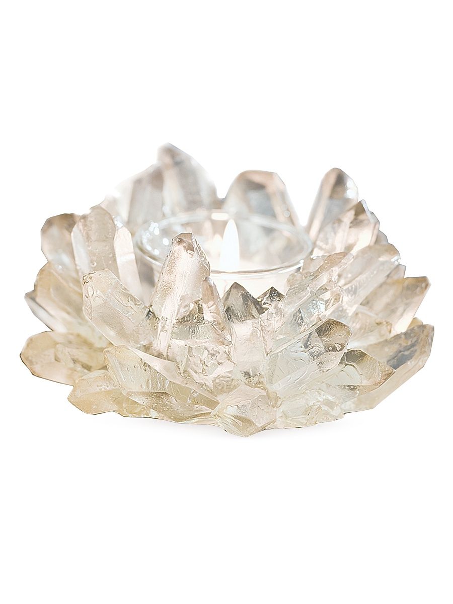 Faux Crystal Votive Candle Holder - White