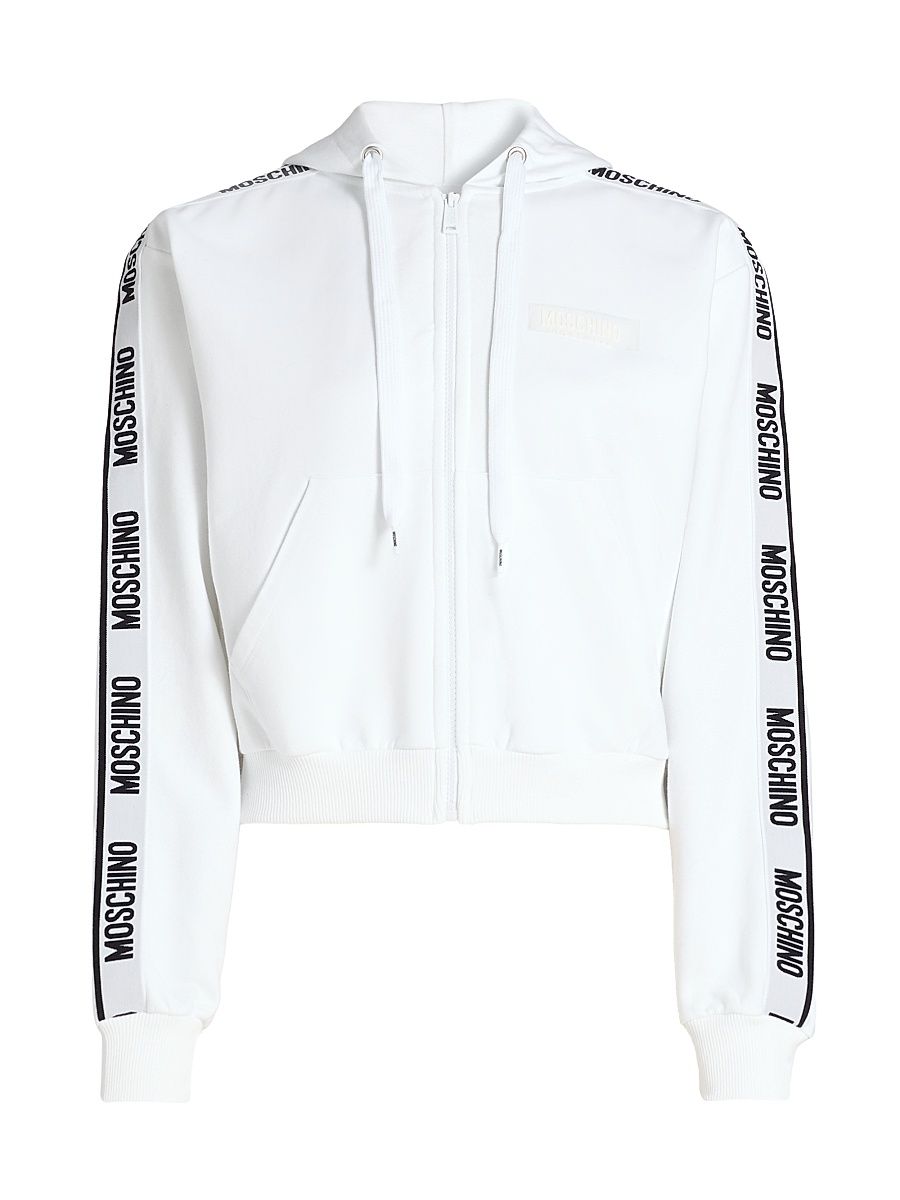 Women's Moschino Intimo Donna Logo Zip Hoodie - White - Size Medium