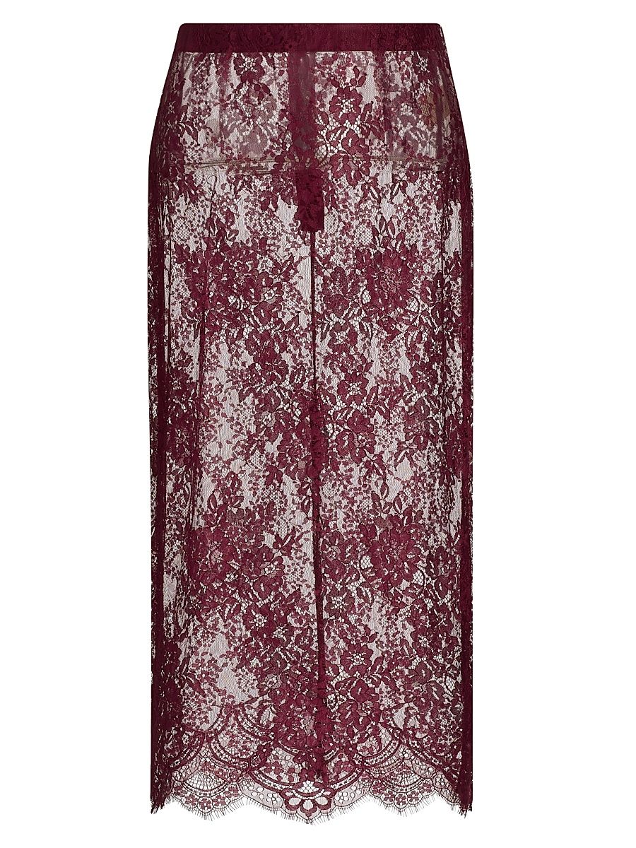 Women's Makena Sheer Floral Lace Pencil Skirt - Dark Port - Size 12