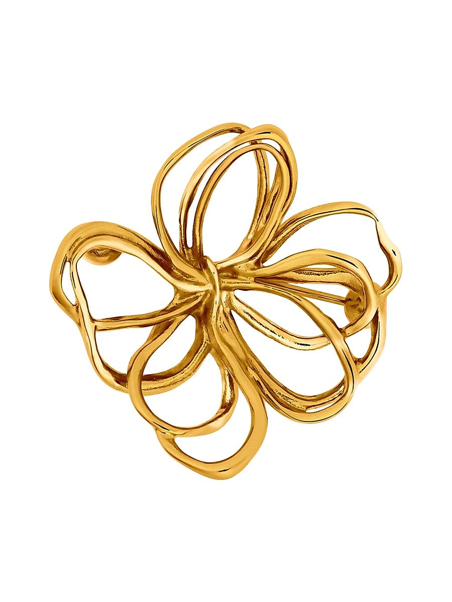 Women's 24K-Gold-Plated Large Wire Flower Brooch - Gold