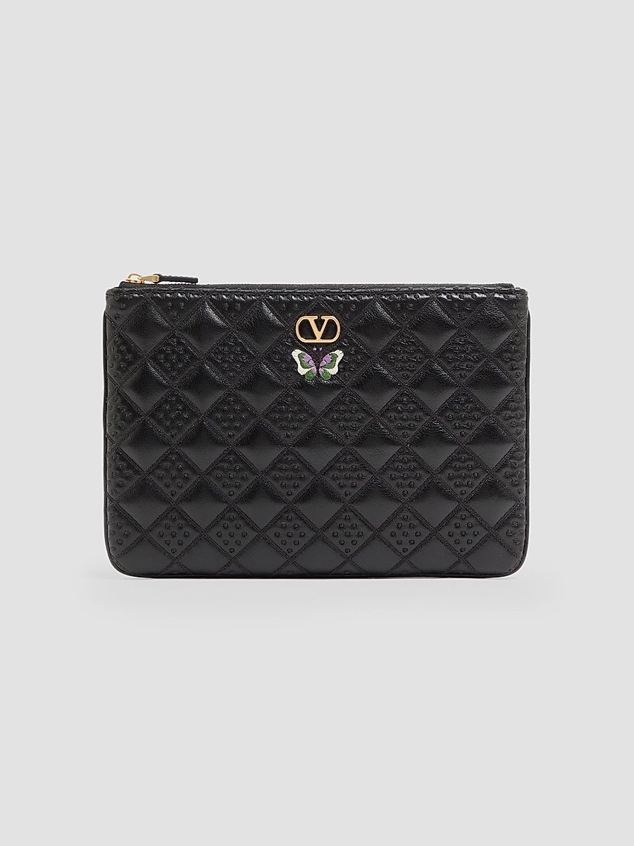 Women's Flutterby Clutch in Shiny Nappa Leather - Black