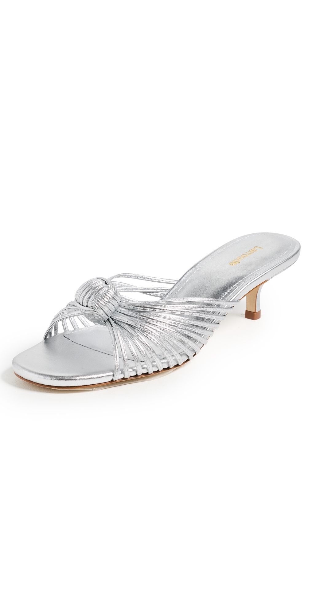 Larroudé Valerie Mule Sandals Silver Metallic Leather 11